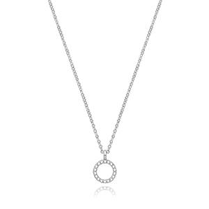 Silver Rhodium Plated CZ Initial Necklet O