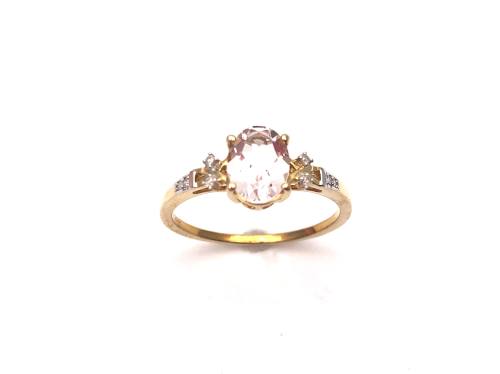 9ct Morganite & Diamond Ring