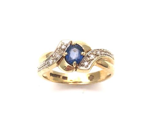 9ct Yellow Gold Sapphire & Diamond Ring