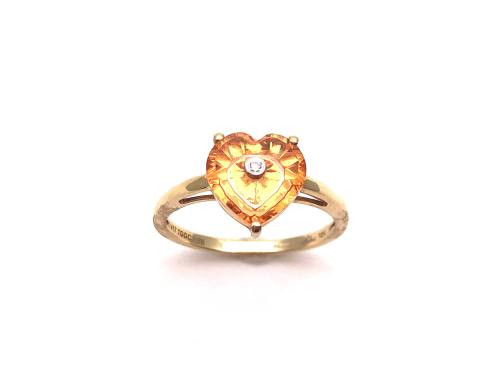 9ct Yellow Gold Quartz & Diamond Ring