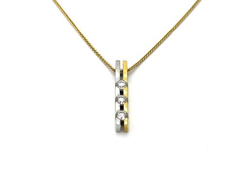 18ct Yellow & White Gold Diamond Pendant & Chain