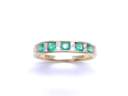 9ct Yellow Gold Emerald & Diamond Eternity Ring