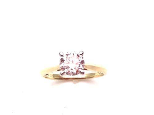 9ct Yellow Gold CZ Solitaire Ring 6mm