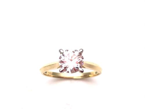 9ct Yellow Gold CZ Solitaire Ring 7mm