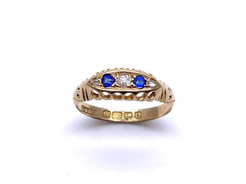 18ct Synthetic Sapphire & Diamond Ring