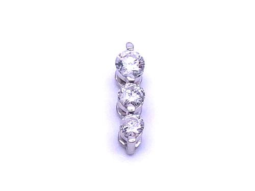 18ct White Gold Diamond 3 Stone Pendant