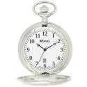 Chrome Plated Quartz Date Pocket Watch & Chain