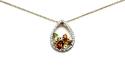 9ct Yellow Gold Multi Stone Pendant & Chain