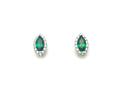 Silver Green & Clear CZ Marquise Earrings 11mm