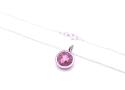 Silver Round Pink CZ Pendant & Chain