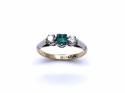 18ct Emerald & Diamond 3 Stone Ring