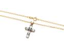 9ct Blue Topaz & Diamond Cross & Chain