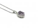 Silver Amethyst & CZ Oval Pendant & Chain