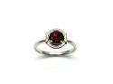 Silver Gold Plated Garnet Solitaire Ring