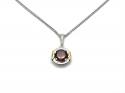 Silver Gold Plated Garnet Fancy Pendant & Chain