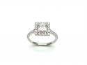 Silver CZ Square Halo Cluster Ring