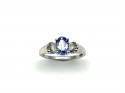 9ct White Gold Tanzaite & Diamond Ring