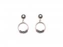 Silver Bali Design Stud Hoop Drop Earrings