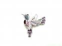 Silver Multi Stone Hummingbird Pendant