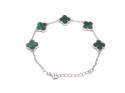 Silver Green Multi Clover Bracelet