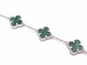 Silver Green 5 Clover Bracelet 6.5 to 7.5 in