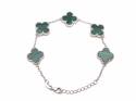 Silver Green Multi Large Clover Bracelet