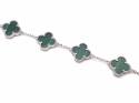 Silver Green Multi Large Clover Bracelet