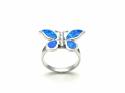 Silver Butterfly Created Opal Ring