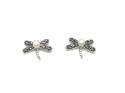 Silver Marcasite Dragonfly Stud Earrings