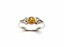 Silver Amber Celtic Style Ring