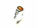 Silver Amber Celtic Style Ring