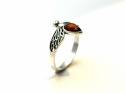 Silver Amber Dragonfly Ring