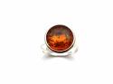 Silver Amber Adjustable Ring