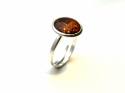 Silver Amber Adjustable Ring