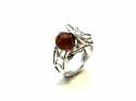 Silver Amber Adjustable Spider Ring