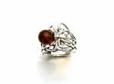 Silver Amber Adjustable Spider Ring