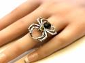 Silver Amber Spider Ring