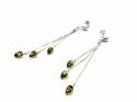 Silver Green Amber Drop Earrings