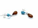 Silver Reconstituted Turquoise & Amber Earrings