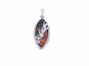 Silver Two Colour Marquise Shaped Pendant