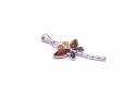 Silver Three Colour Amber Dragonfly Pendant