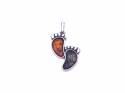 Silver Two Colour Amber Footprint Pendant