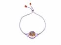 Silver Tree of Life Amber Slider Bracelet