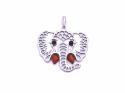 Silver Amber Elephant Head Pendant 35mm