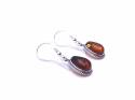 Silver Teardrop Shaped Amber Drop Earrings