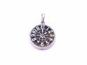 Silver Amber Clock Pendant 19mm