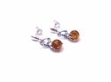 Silver and Amber Spider Drop Earrings