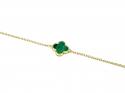 Silver Gold Plated Green Clover Bracelet