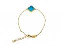 Silver Gold Plated Blue Clover Bracelet