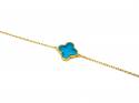 Silver Gold Plated Blue Clover Bracelet